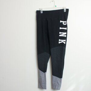 Victoria's Secret PINK Colorblock Yoga Leggings Womens Large Black Gray